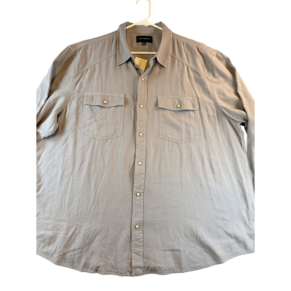 Lucky Brand Mens Gray Western Long Sleeve Button Down Shirt XXL NWT